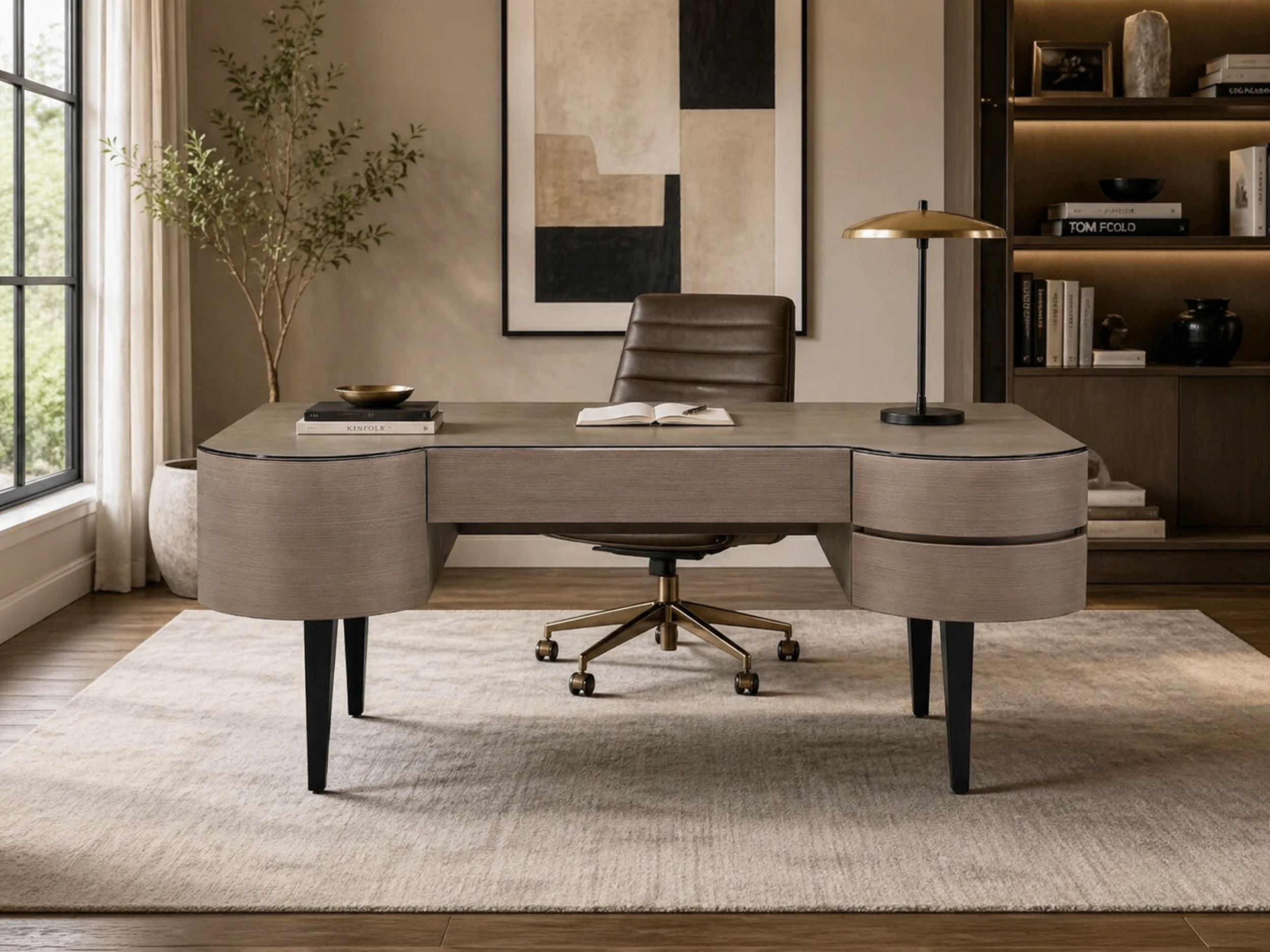 Chloe 74" Gray U-Shaped Executive Desk with Storage