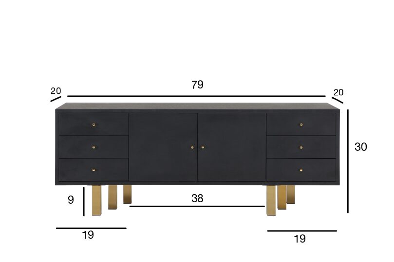 Bravo Matte Black Matte Gold Buffet - Image 5