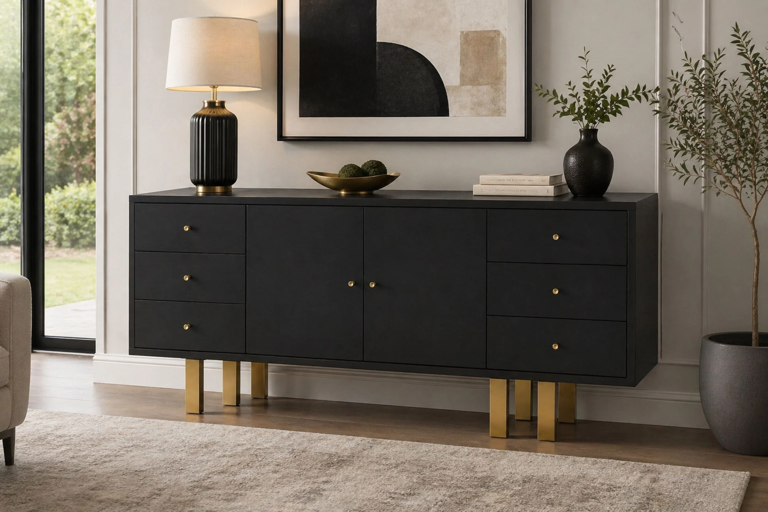 Bravo Matte Black Matte Gold Buffet