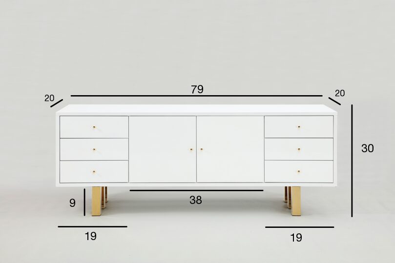 Roma White Gold Dining Buffet - Image 5