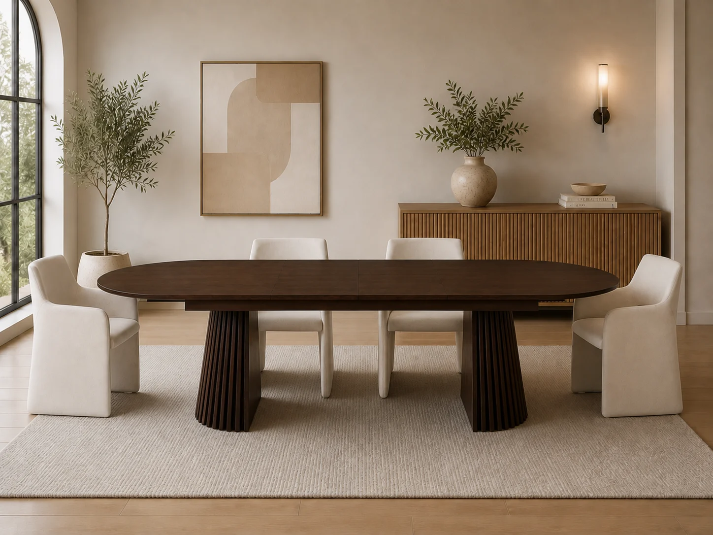 Mila Walnut Butterfly Leaf Dining Table. In Stock Now
