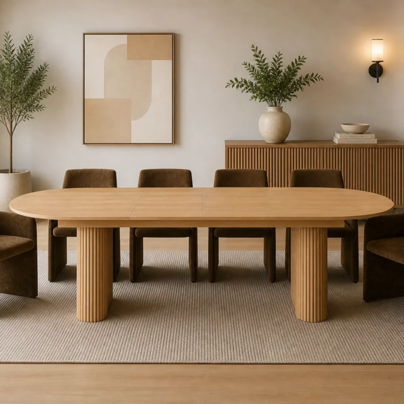 Nikki Oak Butterfly Leaf Dining Table. Estimated Arrival: June 2026