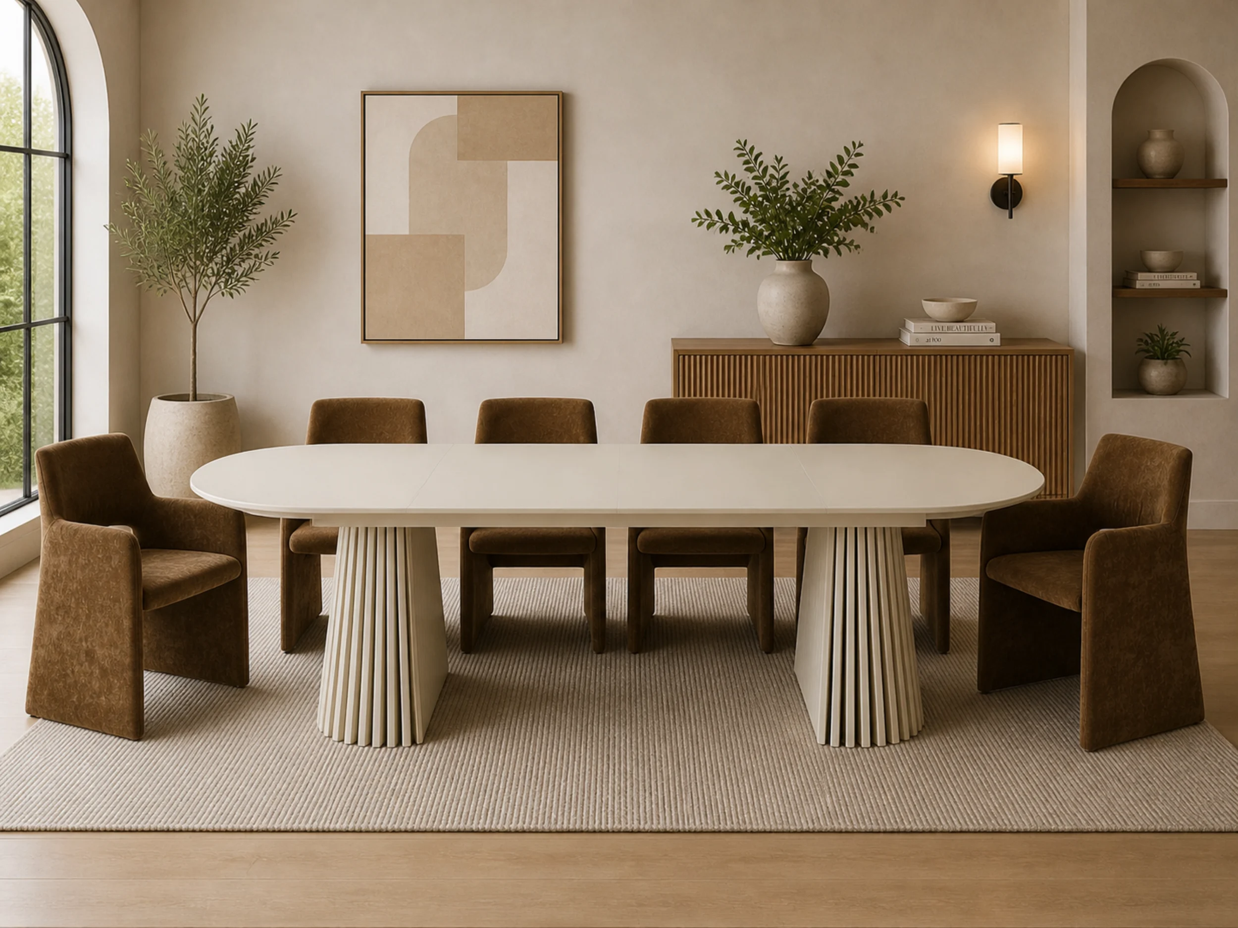 Mila Off-White Butterfly Leaf Dining Table.   Estimated Arrival: June 2026
