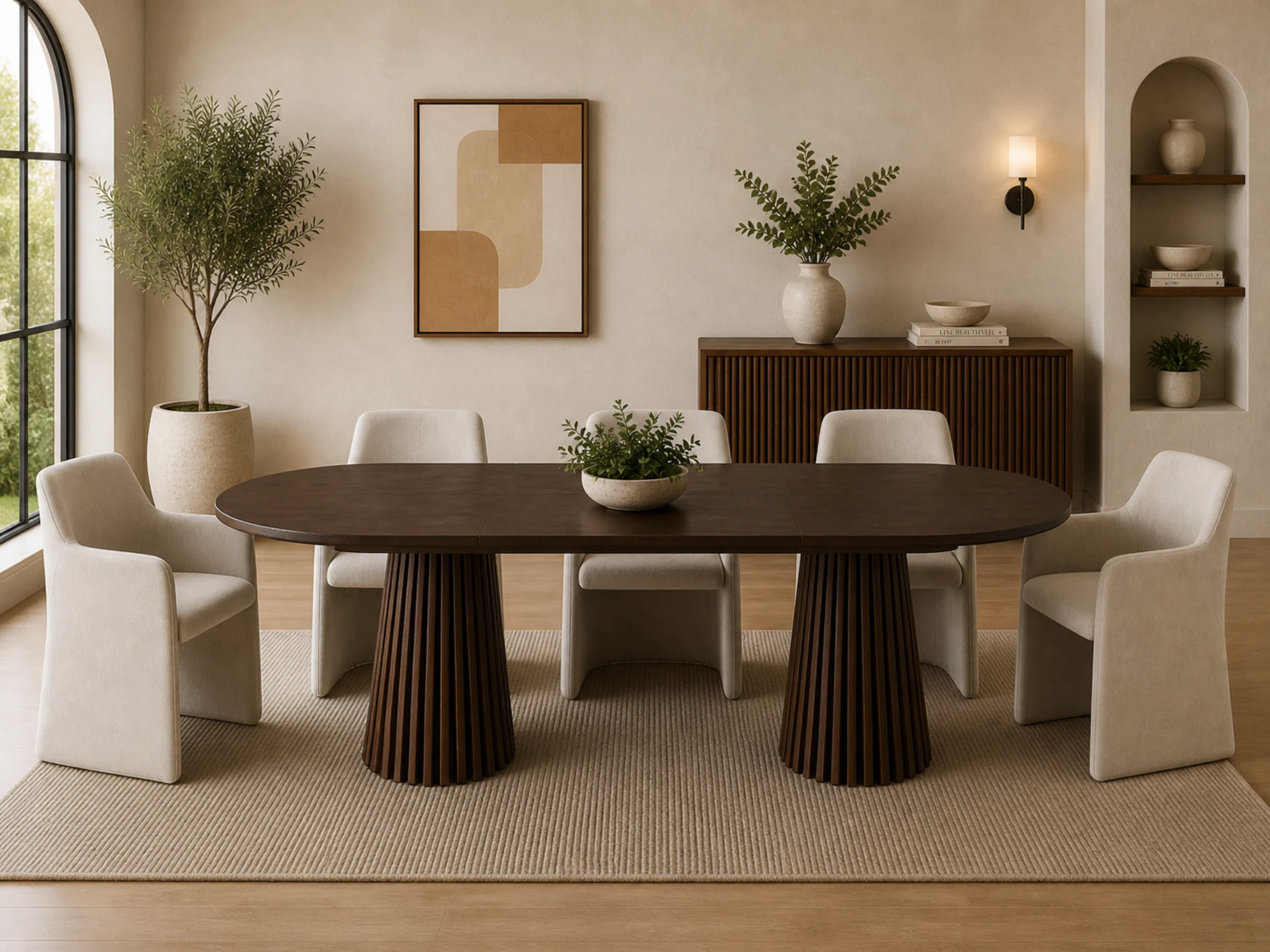 Mila Walnut Butterfly Leaf Dining Table. Estimated Arrival: June 2026