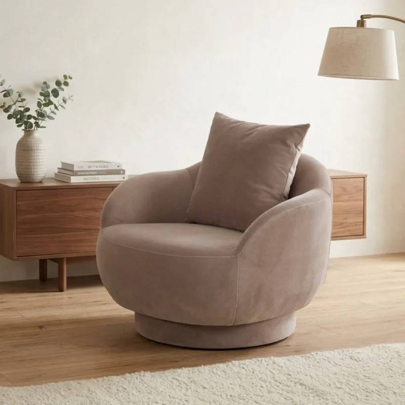 Sienna Swivel Accent Chair – Velvet Sand Taupe (Coming Soon)